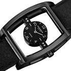 Men s Akribos Xxiv Ak820bk Transparent Dial Diamond Accented Black Leather Watch