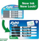 Expo 86661 Low-odor Dry Erase Markers  Fine Point  Black  4-count