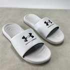 Men s White black Under Armour Ansa Fix Sl Slides Model  3023761-103 Size 12