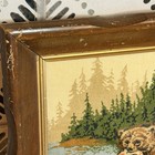 Vtg Framed 3d Padded Textile Wall Art Woodland Cabin Decor Mama Bear Cubs