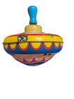 Vintage Ohio Art Tin Mechanical Spinning Top w Zoo Animals   Train 5 5 d Circus