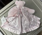 Baby Girl Teddy Bear Plush Security Blanket Silky Pink Lovey Plus Knit Booties