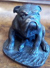 Vintage Cast Bronze Bull Dog Figurine Signed Jean Spouse England 4 x4 