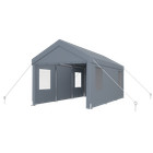 12x20ft Carport Canopy Truck Car Garage Tent Heavy Duty W doors 4 Windows Gray