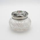 Antique Simons Sterling  Enamel And Cut Glass Ladies Vanity Dresser Jar  Nr
