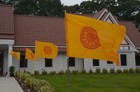 Thai Buddhist Yellow Orange Thammachak Flag Size 50 X 75cm 1 Pcs Amulet Monk New