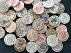 Lot Of 52 Wooden Nickels Assorted From Food  Coin Clubs  Bank  Furniture Stores
