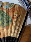 Vintage Hand Painted Gold Folding Fan Wall Decor Approximately 40x70inches 