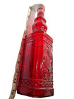 Embosed Red Glass Bottle Decanter With Cork Stopper 12  Tall Sealed