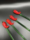 Vintage Red Chile Pepper Glass Swizzle Sticks 4pc    give A Stir Now
