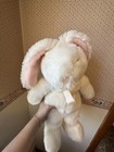 Vintage 1986 Dakin 18  White   Pink Bunny Rabbit Pink Bow Plush Stuffed Animal