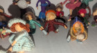 Vintage Dollhouse Miniature Doll Lot Of 17 Yarn Spun Kids Playing Snow  m6 