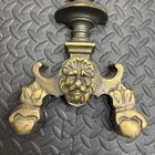 Single Antique Brass Andiron Victorian Lion Head Brass Copper Iron Firedogs  