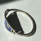 Vtg Alpaca Mexico Silver Abalone Inlay Hinge Bangle Bracelet