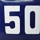 Vintage Enamel Blue   White House Number 50 Sign 