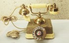 Vtg Brass Tone French Style Rotary Dial Corded Desk Telephone Phone Retro 1970s