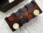Vintage Poker Chip Set With Wooden Holder And Cover