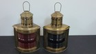 2 Nautical Golden Metal Red And Green Port   Starboard Lanterns Oil Lamp Set