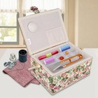 Fabric Floral Printed Sewing Basket Craft Box Household Sundry Storage Organizer