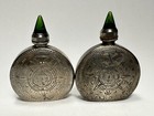 Vintage Sterling Silver Mexico Perfume Snuff Bottle Green Top Lot Of 2
