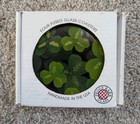 Fused Art Glass Beverage Coasters Celtic Shamrock Square Peggy Karr Set 4