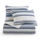 Mystic Navy Stripe Cotton Gauze Country Twin 2 Pc Quilted Bedding Set