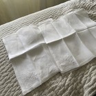 Vintage Set Of 12 Linen Napkins   Fine Hand Embroidered Organza 15    Sq  White