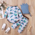 3pcs Toddler Kids Baby Girls Outfits Dinosaur Tops Dress  Long Pants Clothes Set