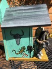 Hand Carved Southwestern Birdhouse - Cowboy   Skunk - Old West - Folk Art
