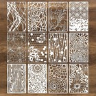 12pcs Reusable Art Stencils Set For Painting  Diy Crafts  Wood Grain   Flower Te