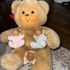 Vintage Dandee Rubber Face Brown Teddy Bear Plush Stuffed Mom Mama With 3 Cubs