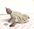 Dollhouse  Miniature Porcelain Doll With A Brush Cleaning A Floor