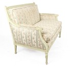 Antique French 20th C Louis Xvi Style White Painted   Carved Settee Loveseat