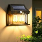 2 Pack Led Solar Wall Lights Pir Motion Sensor Outdoor Garden Security Lamp Us