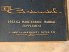 Lincoln Continental 1962-63 Maintenance Manual Supplement Paperback Used