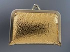Vintage Embossed Gold Vinyl Mini Travel Sewing Kit Purse Size Wallet Style