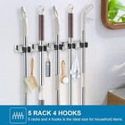 2 Pack Wall Mount Broom Holder Stainless Steel 5 Racks With 4 Hooks