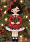 Merry Millie Christmas Girl Felt Ornament Kit New Embroidered   Sequined
