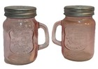 Vintage Pink Depression Glass Mason Jar Salt Pepper Shakers W Handles