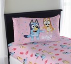 Bluey Balloon Party Kids 3 Piece Pink Bed Sheet Set  Twin New
