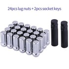 Lug Nuts 14x1 5 Spline Lug Nuts 2  Tall Set Of 24 Pcs 2 Socket Keys 14mmx1 5 Lug
