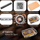    new- Cigar Humidor Box With Humidifier   Hygrometer Holds 30 Cigars Clear Case