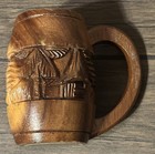 Vintage Aloha Hawaii Genuine Monkey Pod Tiki Mug Tree Shop Honolulu Hi Souvenir