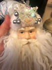 Buy 1-2 Vtg Santa Porcelain Face Xl Xmas Ornament Beard Silver Snowflake Brocade