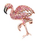 Gemstone Heated Pink Sapphire Two Tone Flamingo Brooch 925 Sterling Silver