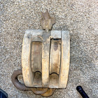 Large Block   Tackle Double Pulley Wood   Iron Metal Barn Maritime Hook Nautical