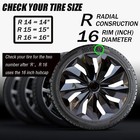 4 Pack 16  Gloss Black Hub Caps - Replacement Wheel Covers For Steel Rims