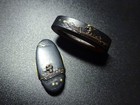 Edo Era Japan Antique Shakudo Fuchi Kashira Signed Iwamoto Konkan Sword Fittings