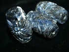 Vintage Carved Chinese Bead Blue Sodalite Flower Leaves 31mm X 17mm Barrel Oval