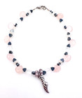 Rose Quartz Heart Hematite Sterling Silver Ballet Slipper Ankle Bracelet Anklet